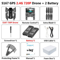 S167 Foldable Profissional Drone with Camera 4K HD Selfie 5G GPS  WiFi FPV Wide Angle RC Quadcopter Helicopter Toy E520S SG900-S