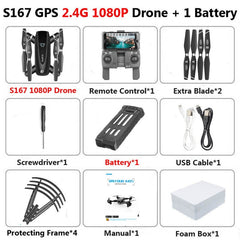 S167 Foldable Profissional Drone with Camera 4K HD Selfie 5G GPS  WiFi FPV Wide Angle RC Quadcopter Helicopter Toy E520S SG900-S