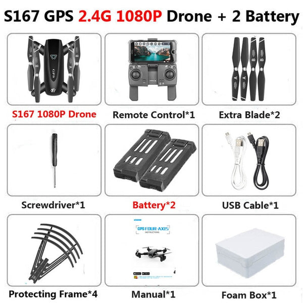 S167 Foldable Profissional Drone with Camera 4K HD Selfie 5G GPS  WiFi FPV Wide Angle RC Quadcopter Helicopter Toy E520S SG900-S