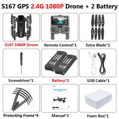 S167 Foldable Profissional Drone with Camera 4K HD Selfie 5G GPS  WiFi FPV Wide Angle RC Quadcopter Helicopter Toy E520S SG900-S