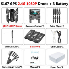 S167 Foldable Profissional Drone with Camera 4K HD Selfie 5G GPS  WiFi FPV Wide Angle RC Quadcopter Helicopter Toy E520S SG900-S