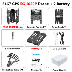 S167 Foldable Profissional Drone with Camera 4K HD Selfie 5G GPS  WiFi FPV Wide Angle RC Quadcopter Helicopter Toy E520S SG900-S