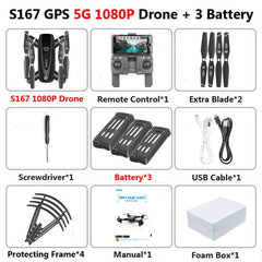 S167 Foldable Profissional Drone with Camera 4K HD Selfie 5G GPS  WiFi FPV Wide Angle RC Quadcopter Helicopter Toy E520S SG900-S