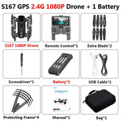 S167 Foldable Profissional Drone with Camera 4K HD Selfie 5G GPS  WiFi FPV Wide Angle RC Quadcopter Helicopter Toy E520S SG900-S