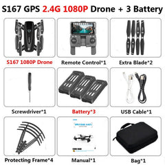 S167 Foldable Profissional Drone with Camera 4K HD Selfie 5G GPS  WiFi FPV Wide Angle RC Quadcopter Helicopter Toy E520S SG900-S