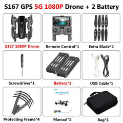 S167 Foldable Profissional Drone with Camera 4K HD Selfie 5G GPS  WiFi FPV Wide Angle RC Quadcopter Helicopter Toy E520S SG900-S