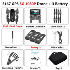 S167 Foldable Profissional Drone with Camera 4K HD Selfie 5G GPS  WiFi FPV Wide Angle RC Quadcopter Helicopter Toy E520S SG900-S