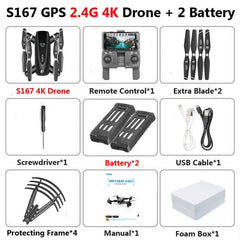 S167 Foldable Profissional Drone with Camera 4K HD Selfie 5G GPS  WiFi FPV Wide Angle RC Quadcopter Helicopter Toy E520S SG900-S