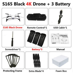 S165 Professional Foldable Drone with Dual Camera 4K HD WiFi FPV Wide Angle Optical Flow RC Quadcopter Helicopter Toys VS SG106