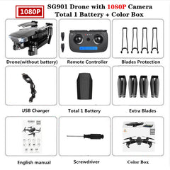 SG901 RC Drone with 4K 1080P WiFi FPV HD Dual Camera Follow Me Quadrocopter Foldable Quadcopter RC Helicopter Toy For Kid's Gift