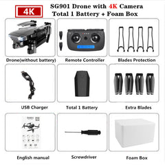 SG901 RC Drone with 4K 1080P WiFi FPV HD Dual Camera Follow Me Quadrocopter Foldable Quadcopter RC Helicopter Toy For Kid's Gift