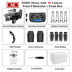 SG901 RC Drone with 4K 1080P WiFi FPV HD Dual Camera Follow Me Quadrocopter Foldable Quadcopter RC Helicopter Toy For Kid's Gift