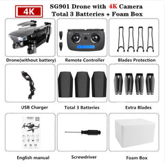 SG901 RC Drone with 4K 1080P WiFi FPV HD Dual Camera Follow Me Quadrocopter Foldable Quadcopter RC Helicopter Toy For Kid's Gift