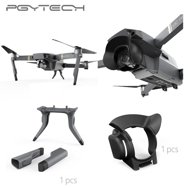 PGYTECH Extended Landing Gear Leg Support +Lens Hood Sun Shade Glare Shield Lens Camera Protector For Mavic Pro drone accessorie