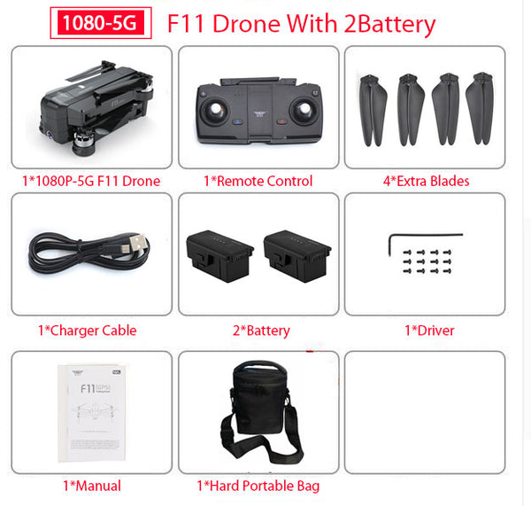 SJRC F11 PRO GPS Drone With Wifi FPV 1080P/2K HD Camera F11 Brushless Quadcopter 25 minutes Flight Time Foldable Dron Vs SG906
